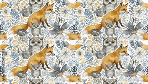 Whimsical Watercolor Woodland Seamless Pattern for Boutique Nursery Textiles and Organic Lifestyle Branding
