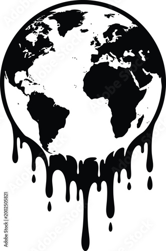 The planet earth is depicted melting and dripping away.