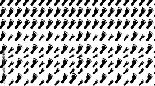 A captivating repeating pattern of diverse footprints, ranging from small to large, symbolizing journeys and diverse steps taken across life