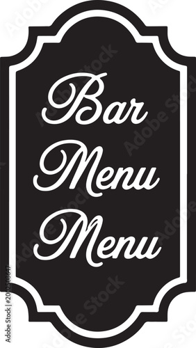 Vintage menu frame silhouette for restaurant specials and beverage list information chalkboard