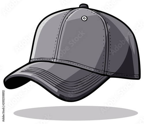 Gray baseball cap, simple illustration, iconic headwear, casual style, everyday accessory