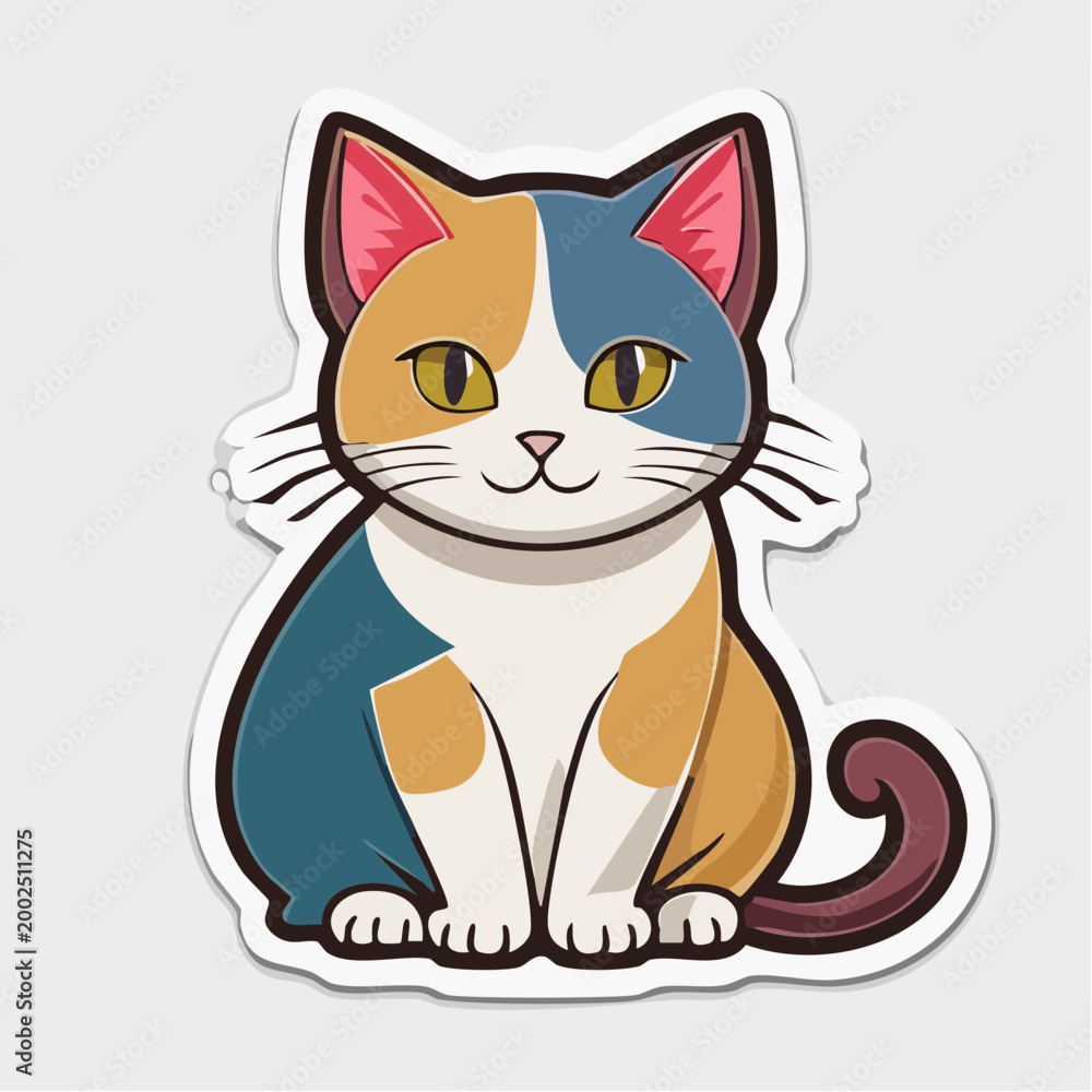 Fototapeta premium Cute Calico Cat Illustration