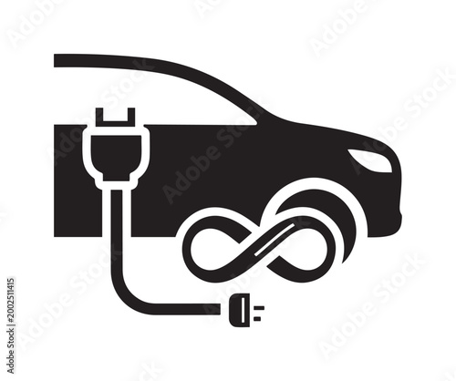 Electric Vehicle Charging Connection With Car.