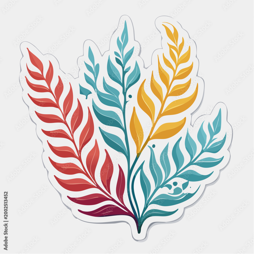 Obraz premium Abstract Colorful Plant Branches Sticker Design