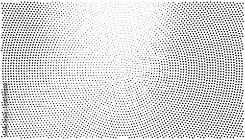 Tableau sur toile Abstract radial pattern of black dots on a white background digital texture half