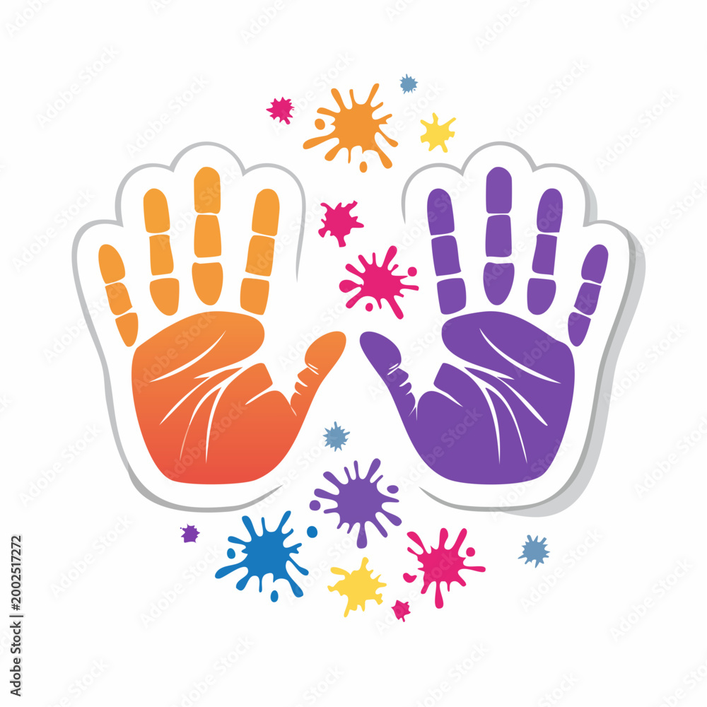 Fototapeta premium Colorful Handprints with Paint Splatters