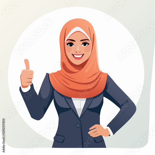 Businesswoman in Hijab Giving Thumbs Up