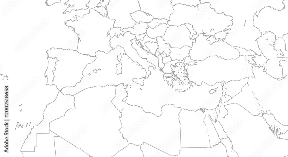 Fototapeta premium Map of Europe and Middle East.