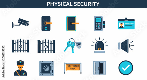 Collection of Physical Security Icons and Symbols.