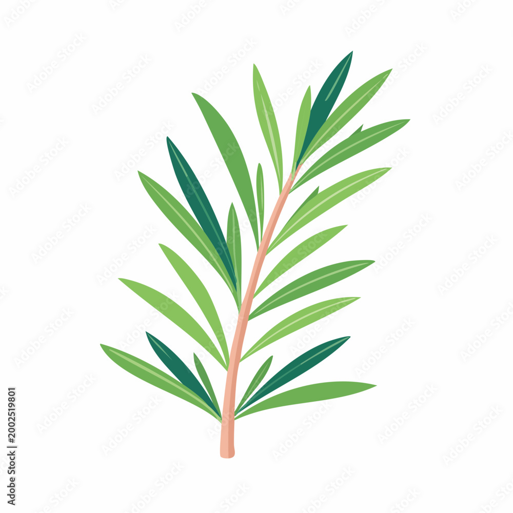 Fototapeta premium Stylized Green Leafy Branch Illustration