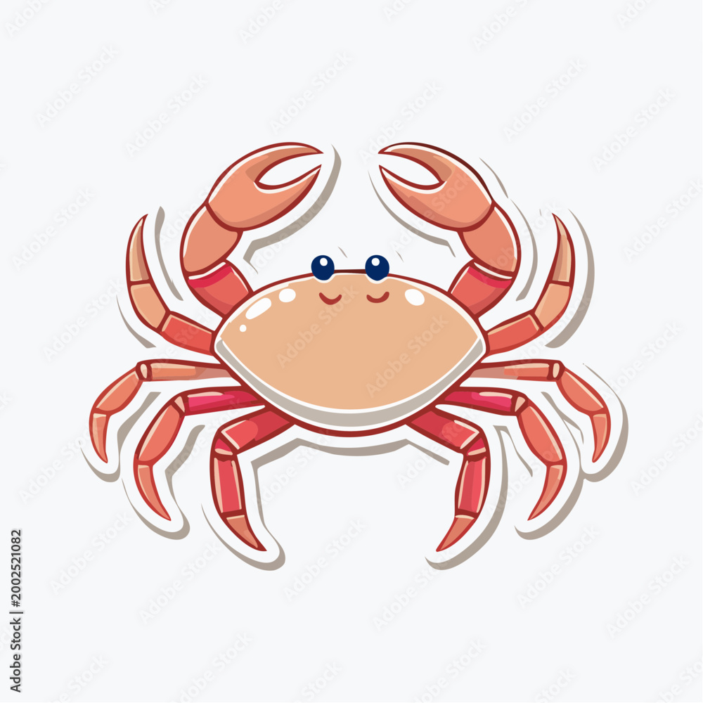 Fototapeta premium Cute Cartoon Crab Sticker