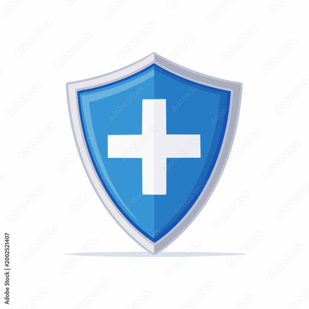 Obraz premium Blue Shield with White Cross Icon