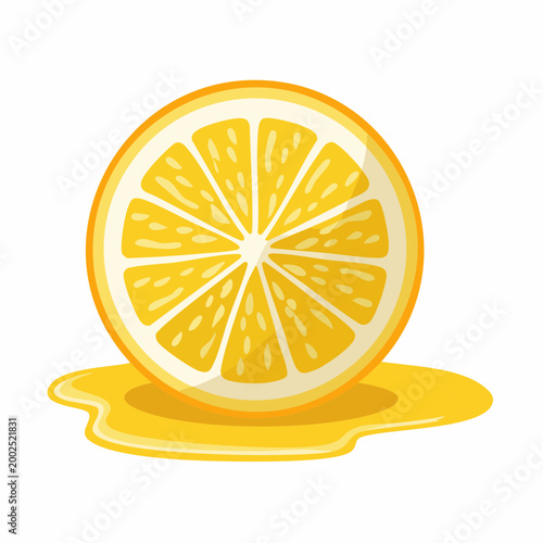 Juicy Orange Slice with Spilled Juice