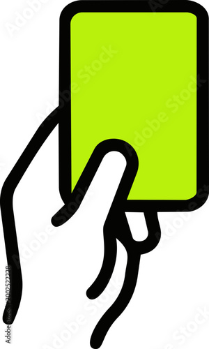 Referee holding penalty card hand icon