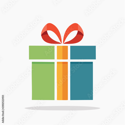 Stylized Gift Box with Red Ribbon