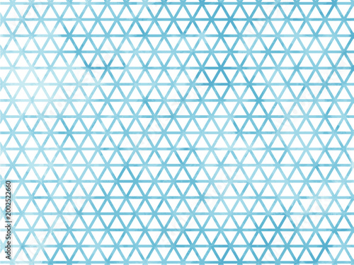 鱗文様　三角形のパターン　ブルーの水彩のにじみが美しい背景