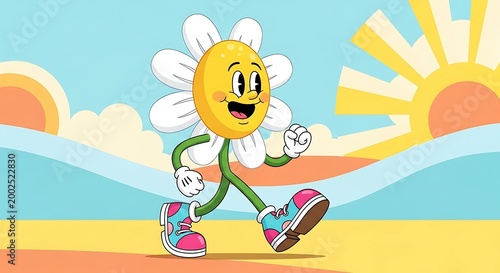 Flower walking cheerfully.