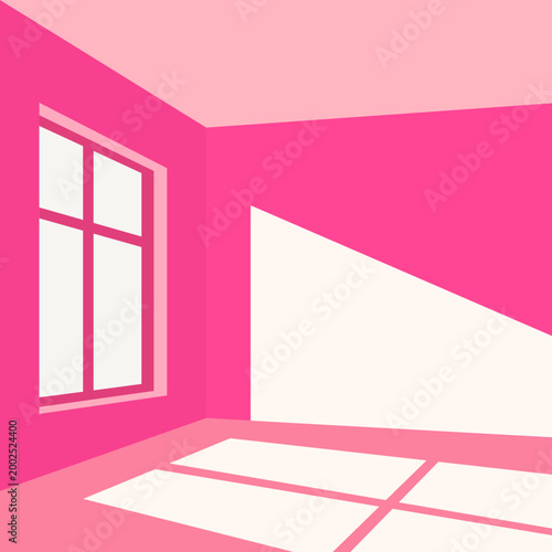 Minimal pink aesthetic room with window light