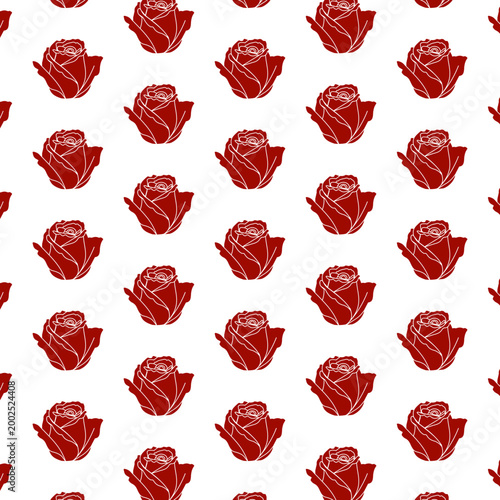 Seamless repeating red rose floral pattern design