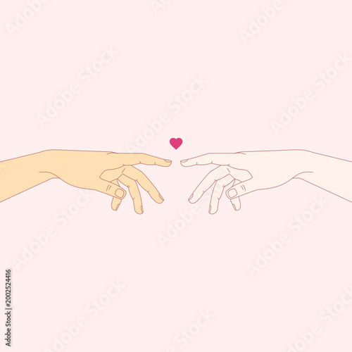Two hands reaching each other with love