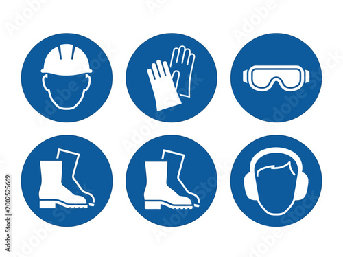 Mandatory workplace signs bundle showing safety gear and wear