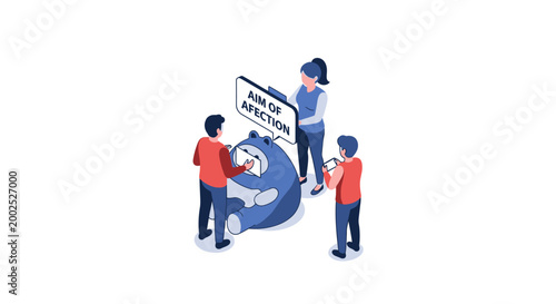 Team of People Working Together on Auction Sign and Piggy Bank.