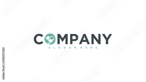 Minimalist Company Logo Design with Abstract Heart Shaped Hands Symbol