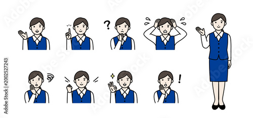 オフィス制服女性 表情セット