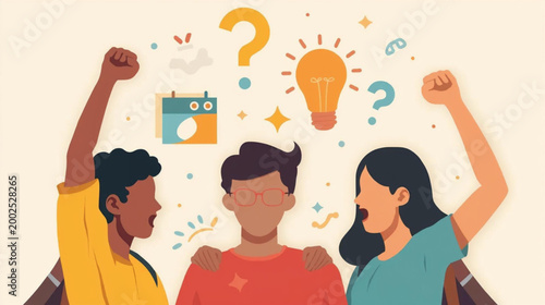 Flat vector graphic illustrating the concept of youth empowerment