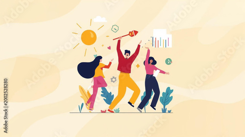 Flat vector graphic illustrating the concept of youth empowerment
