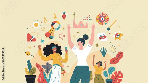 Flat vector graphic illustrating the concept of youth empowerment