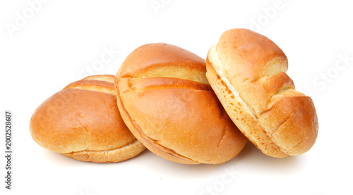 Stack hamburger buns on white background 