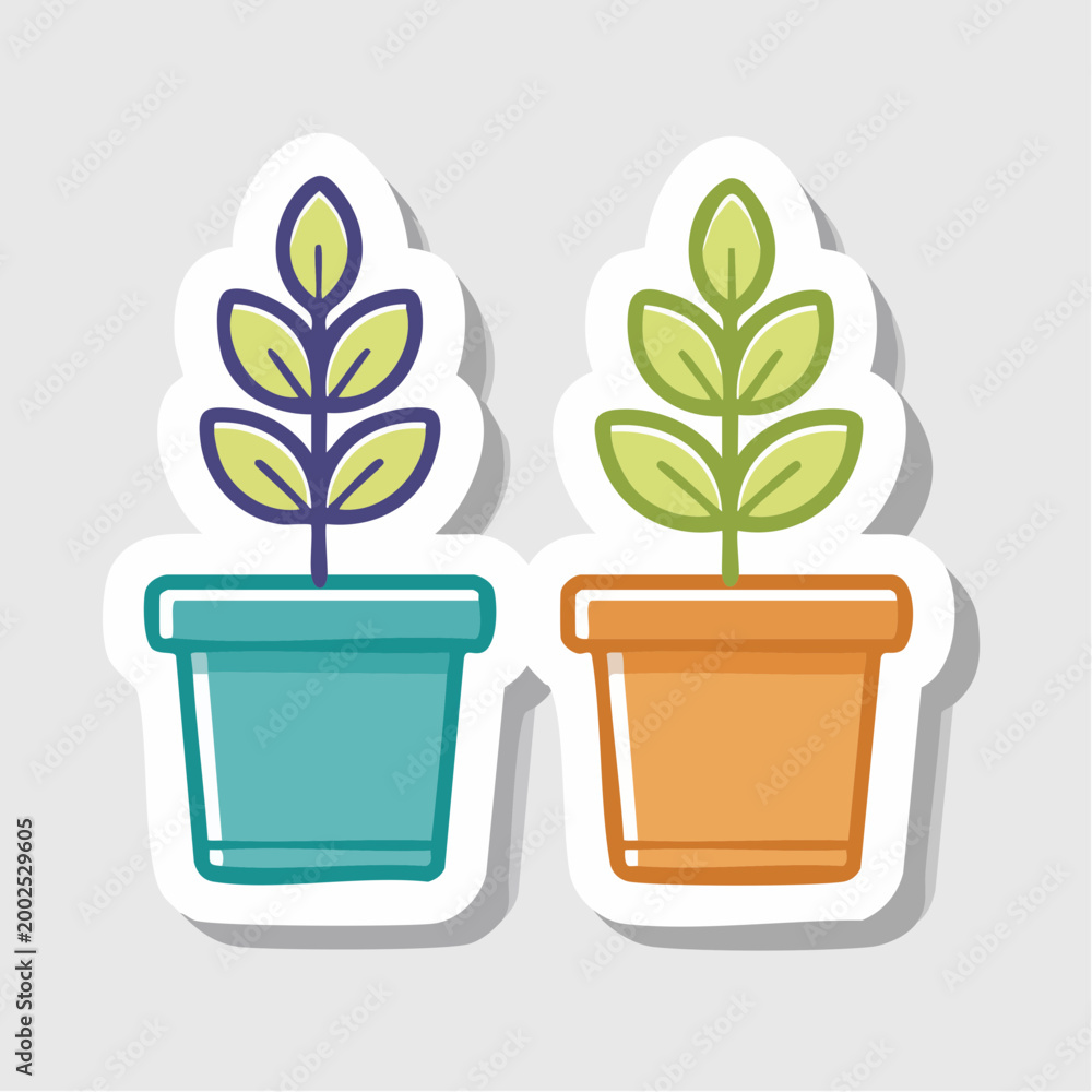 Obraz premium Two potted plants with green leaves