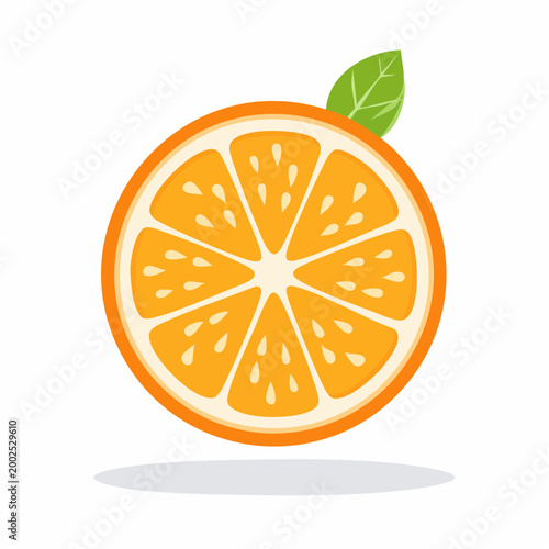 Fresh Orange Slice with Leaf