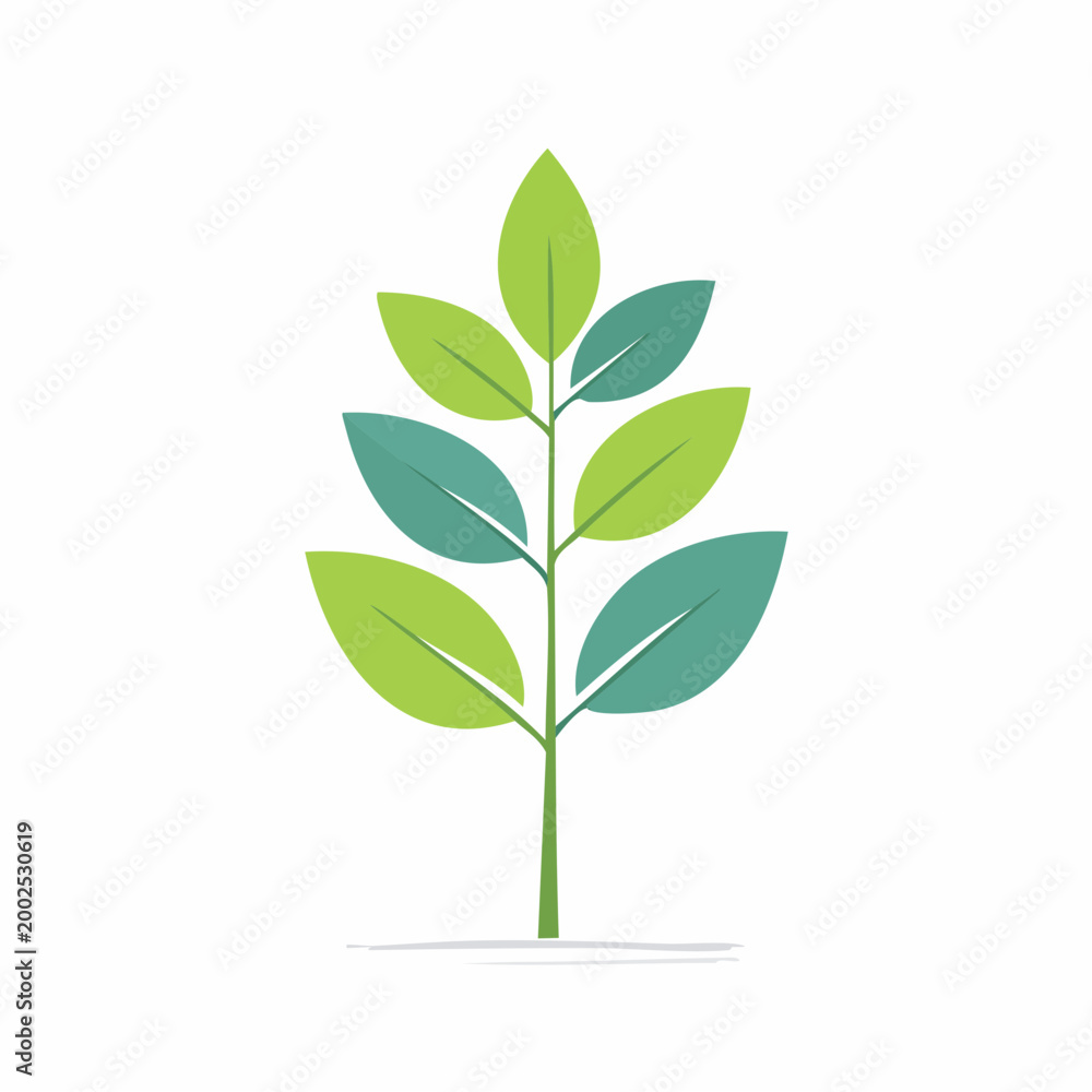 Obraz premium Stylized Green Plant with Leaves