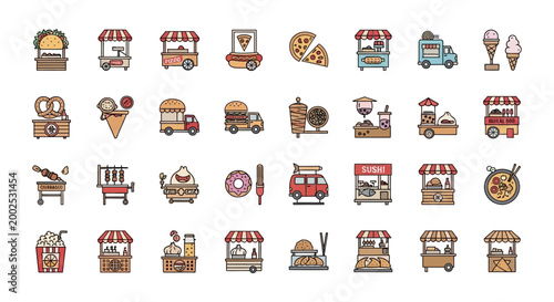 Variety of food truck icons displayed.