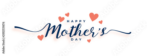 happy mothers day pink hearts on white background