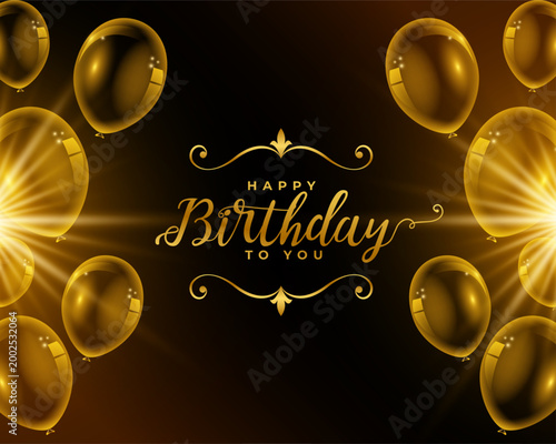 happy birthday shiny background with glossy balloons design