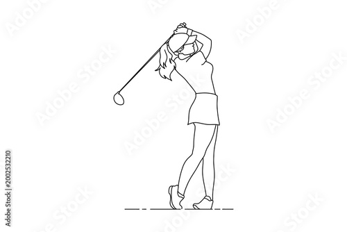 Woman Golfer Swinging Golf Club Illustration
