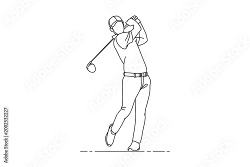 simple lineart illustration of a male golfer