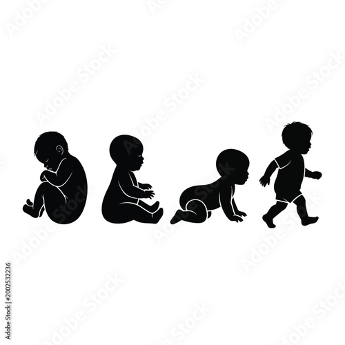 Baby Development Stages Silhouette.