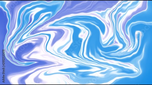 Abstract blue and white liquid marble background with wavy swirl motion