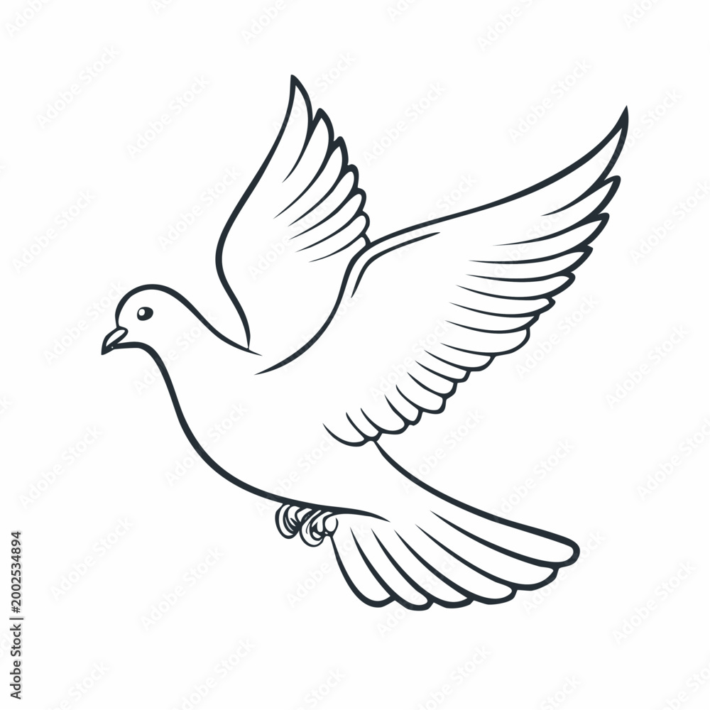 Fototapeta premium Line Art of a Dove in Flight