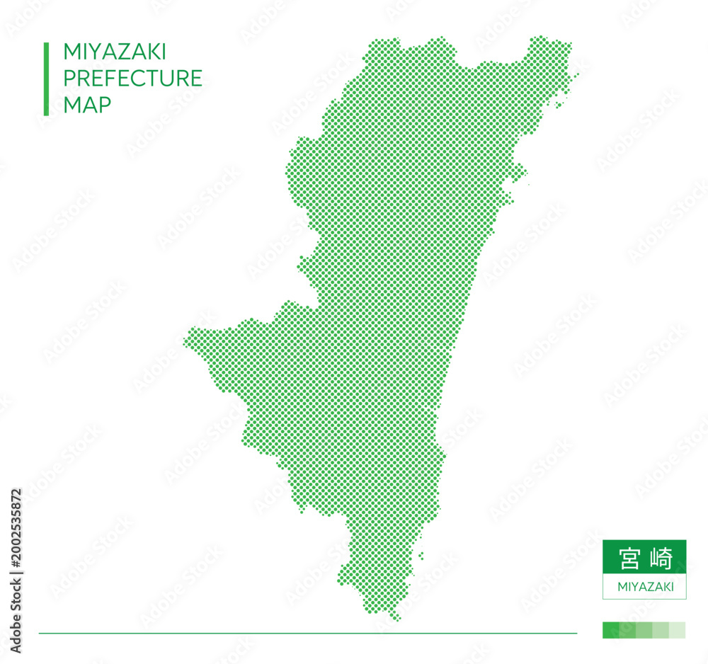 Obraz premium 宮崎県・Miyazaki(ドット地図)