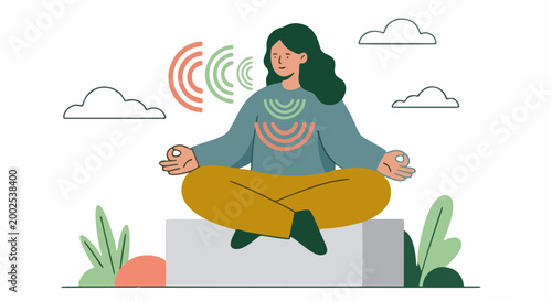 Flat vector illustration of girl doing meditation