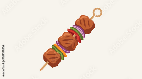 Colorful Meat Kebab on Stick.
