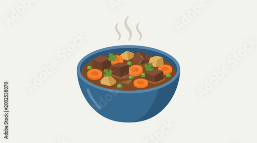 Steaming bowl of vegetable stew.