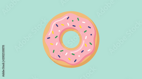 Pink Donut with Colorful Sprinkles.