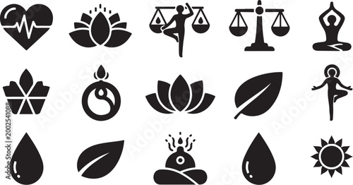 Collection of wellness and balance vector graphic icons