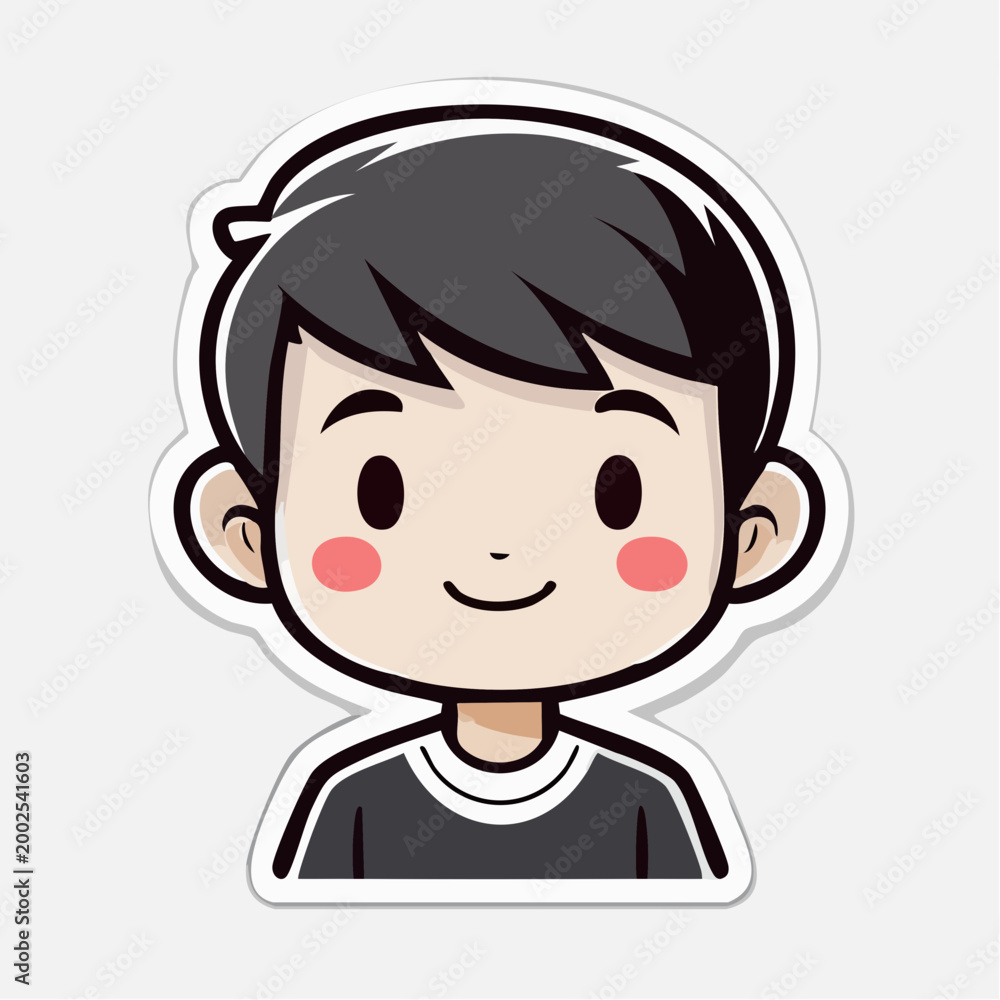 Obraz premium Cute Cartoon Boy Sticker